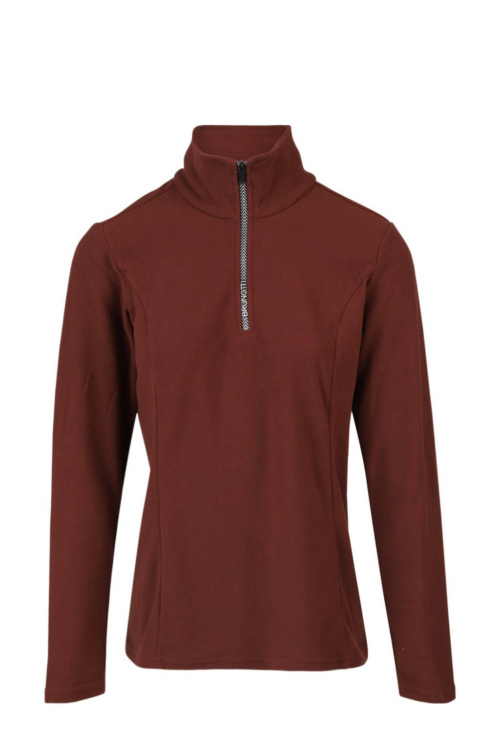 Donkerrode dames Brunotti skipully Misma van fleece met lange mouwen, opstaande kraag en halve rits