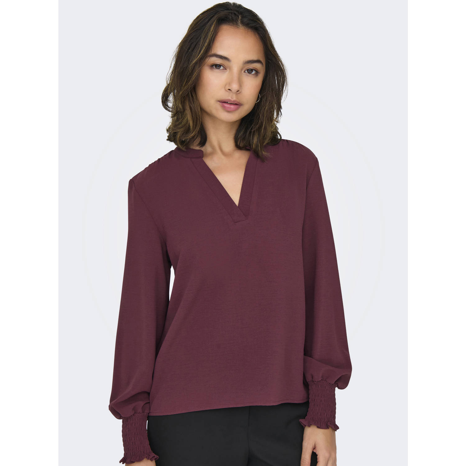 ONLY blousetop ONLMETTE donkkerrood