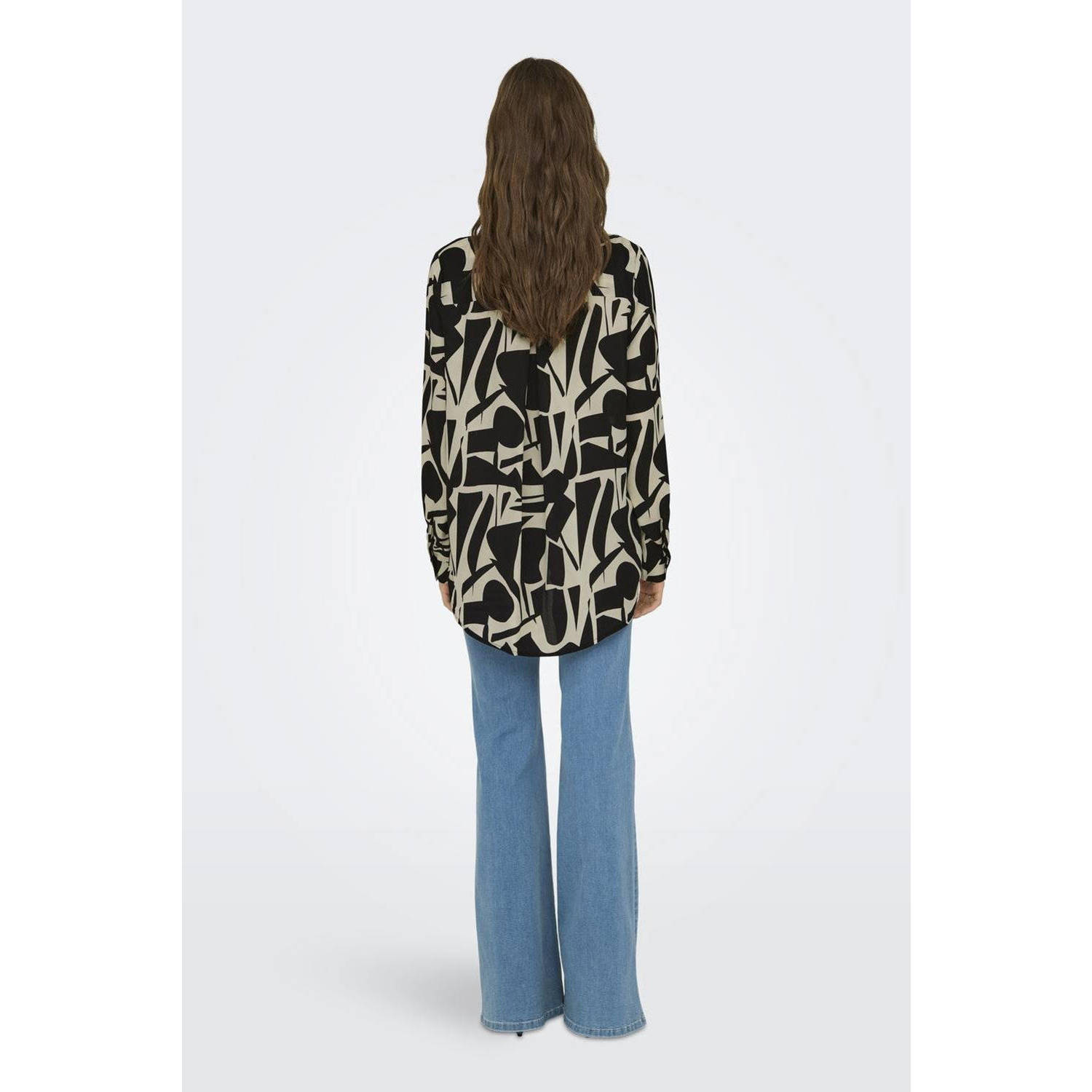 ONLY blouse ONLTIANA met grafische print zwart bruin