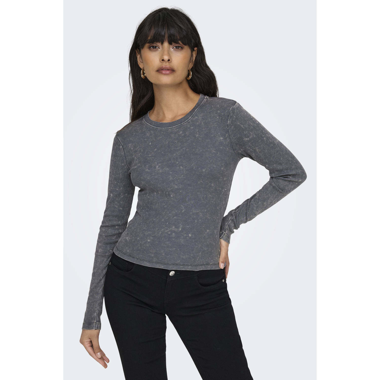 Only Shirt met lange mouwen en structuurmotief model 'VALERIE'