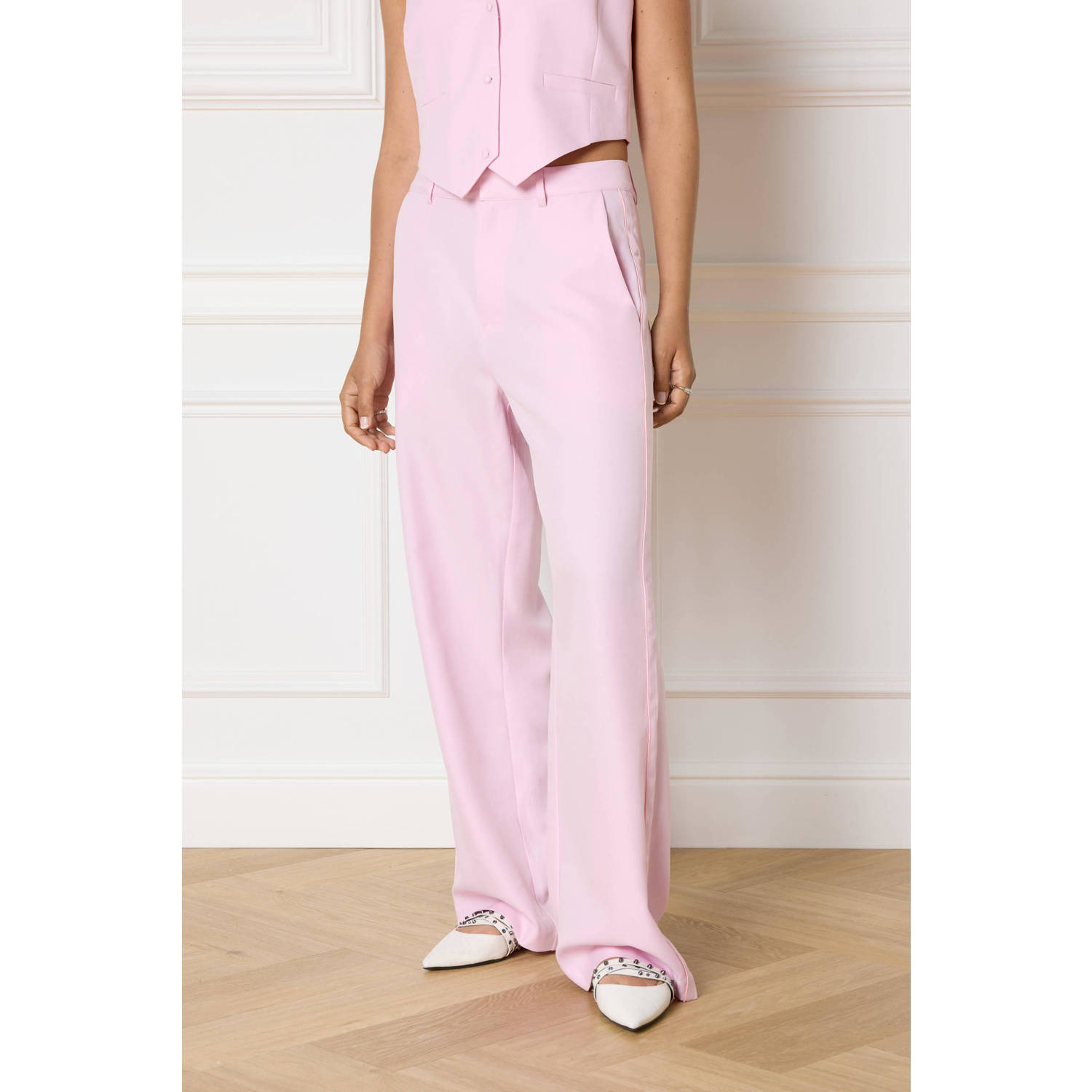 Refined Department high waist straight fit broek roze