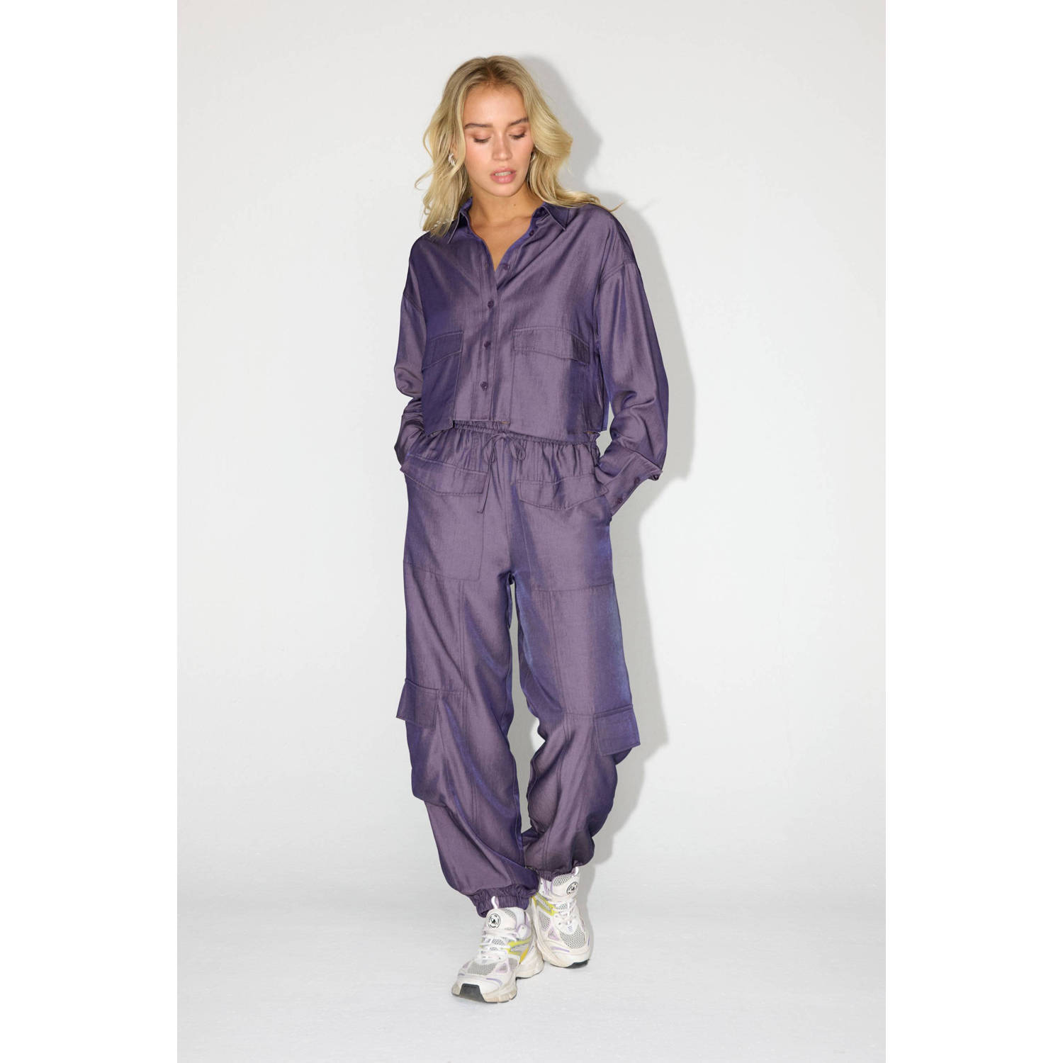 Refined Department high waist loose fit broek paars
