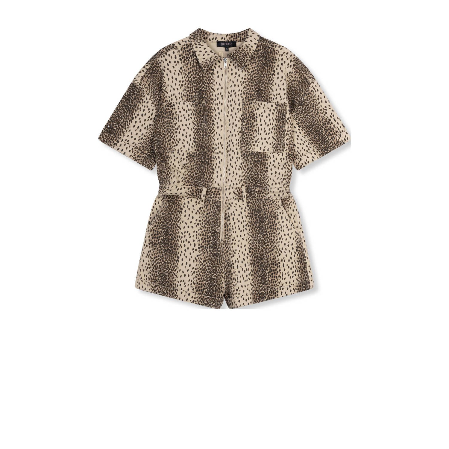 Refined Department playsuit met panterprint bruin zwart