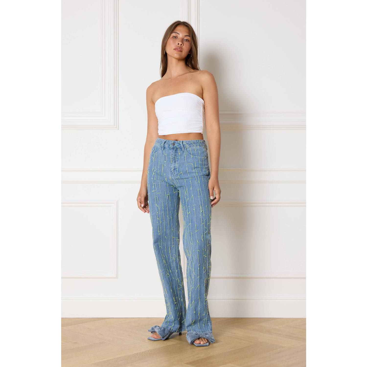 Refined Department high waist wide leg jeans light blue denim
