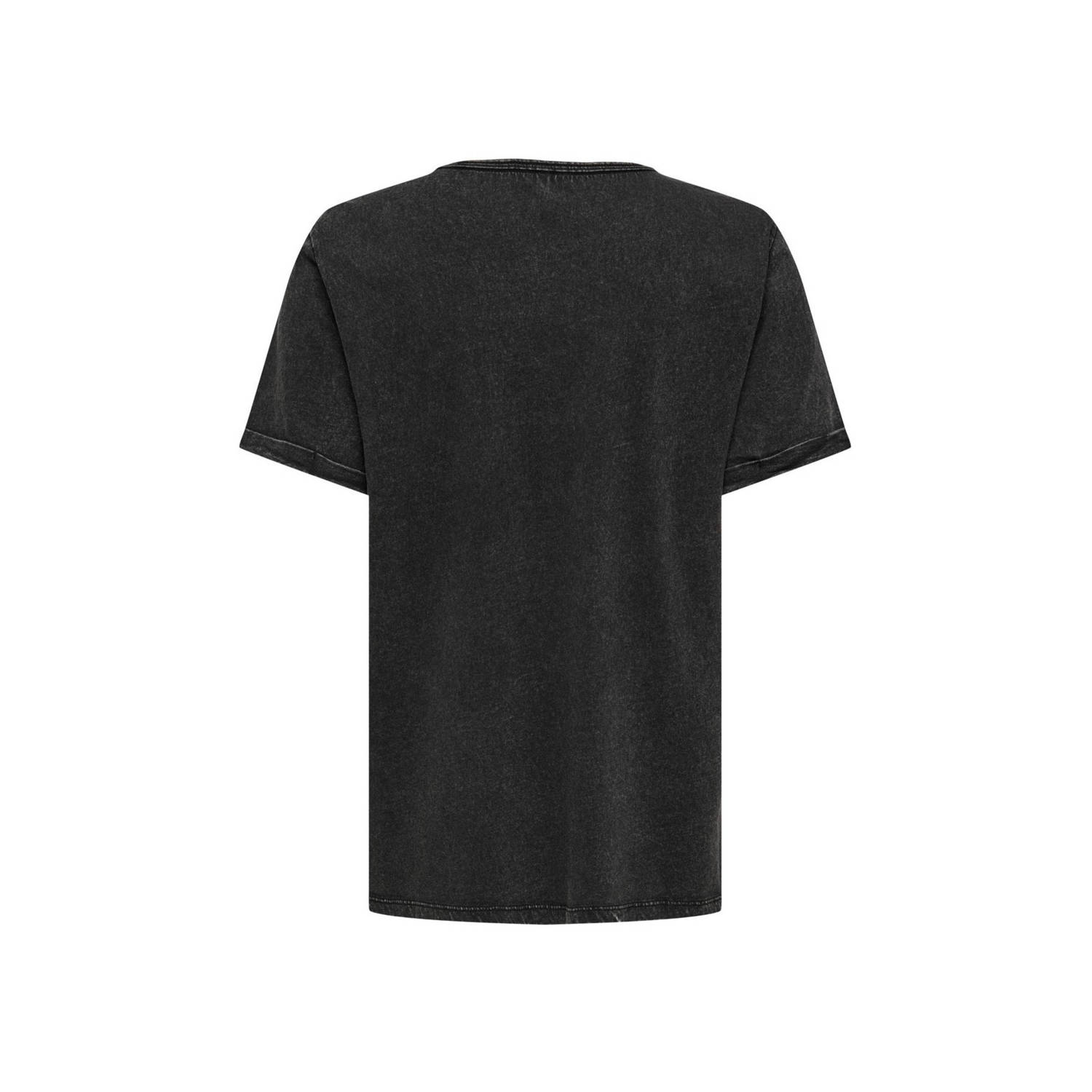 ONLY T-shirt ONLELVIRA met printopdruk zwart roze oranje