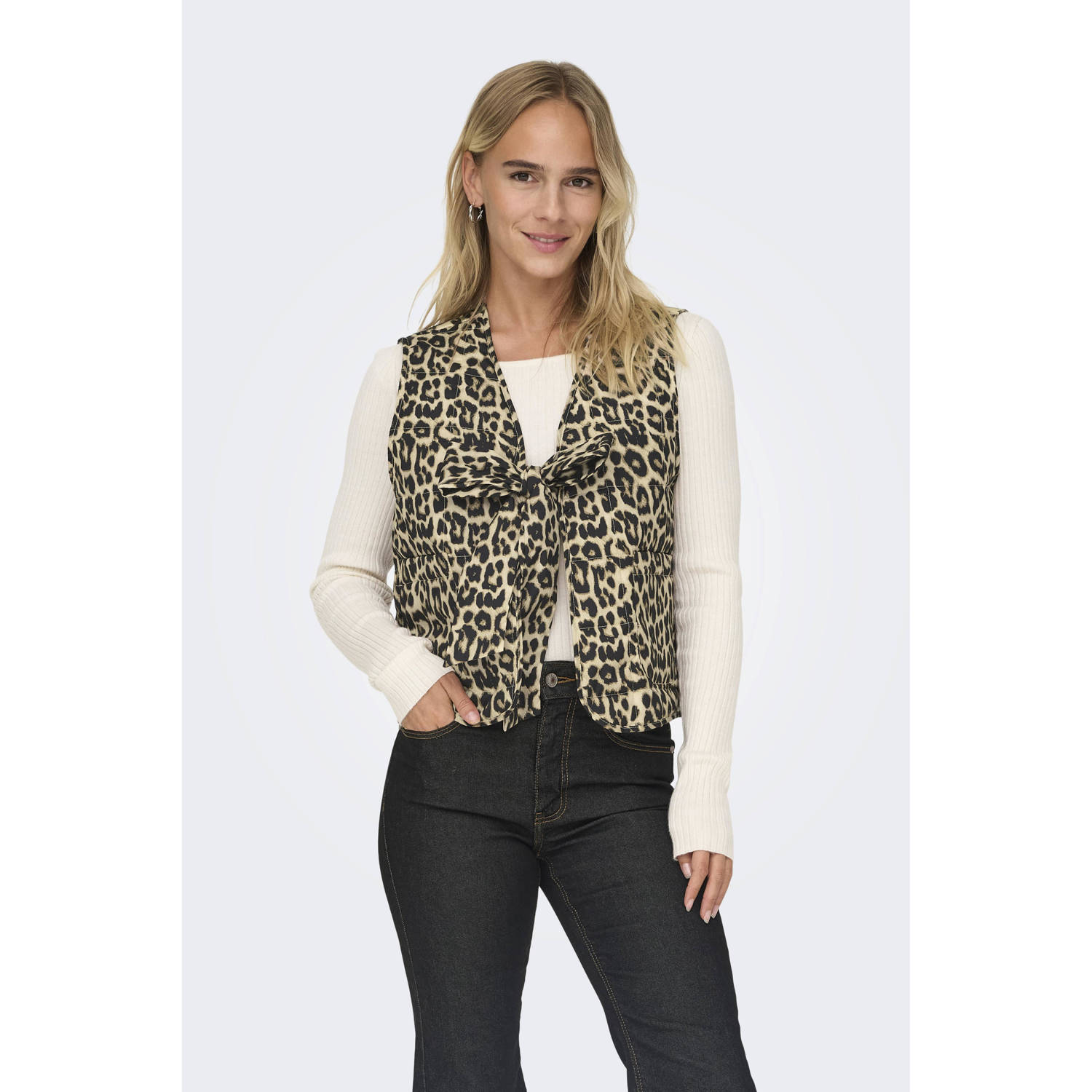 ONLY gilet ONLANNABELL met panterprint