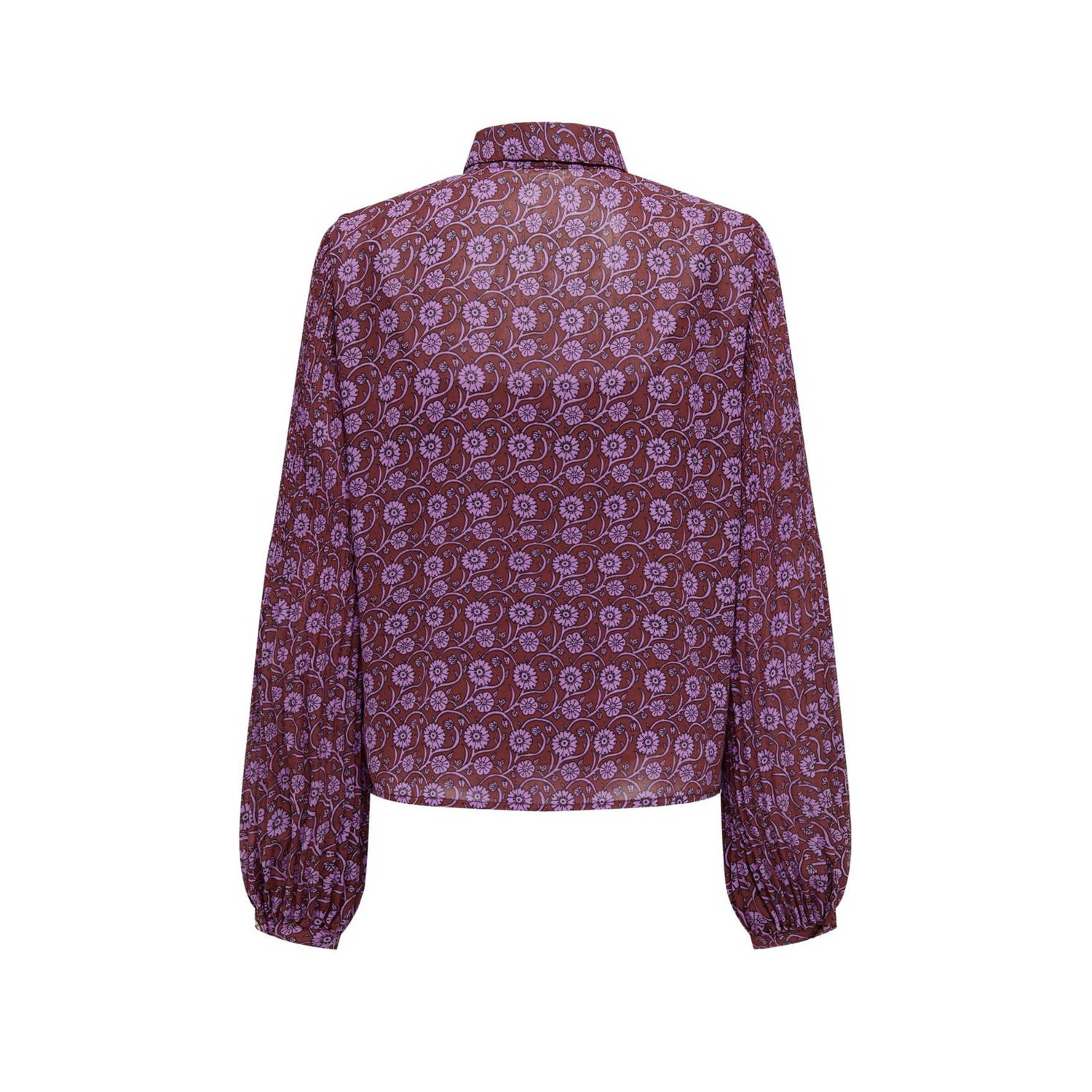 ONLY gebloemde blouse ONLSTAR donkerrood roze