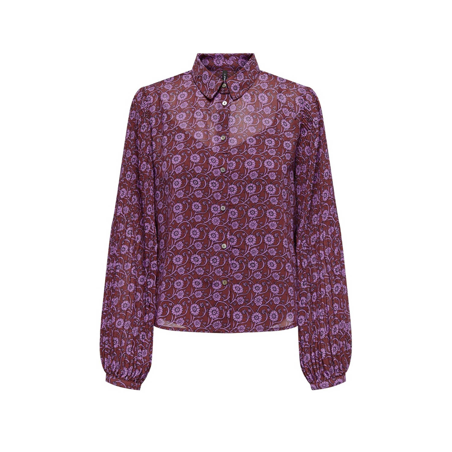 ONLY gebloemde blouse ONLSTAR donkerrood roze