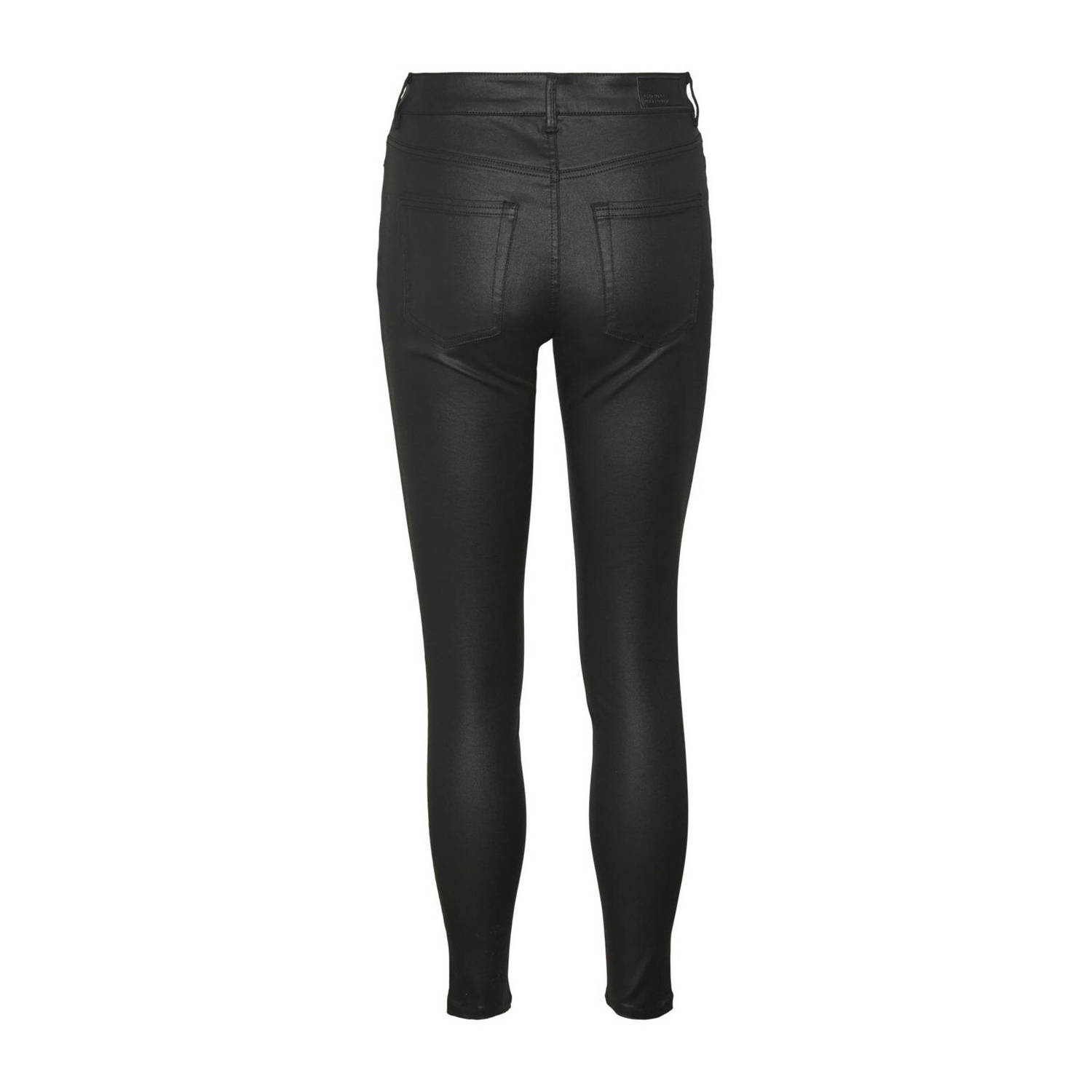 VERO MODA imitatieleren slim fit jeans VMFLASH zwart
