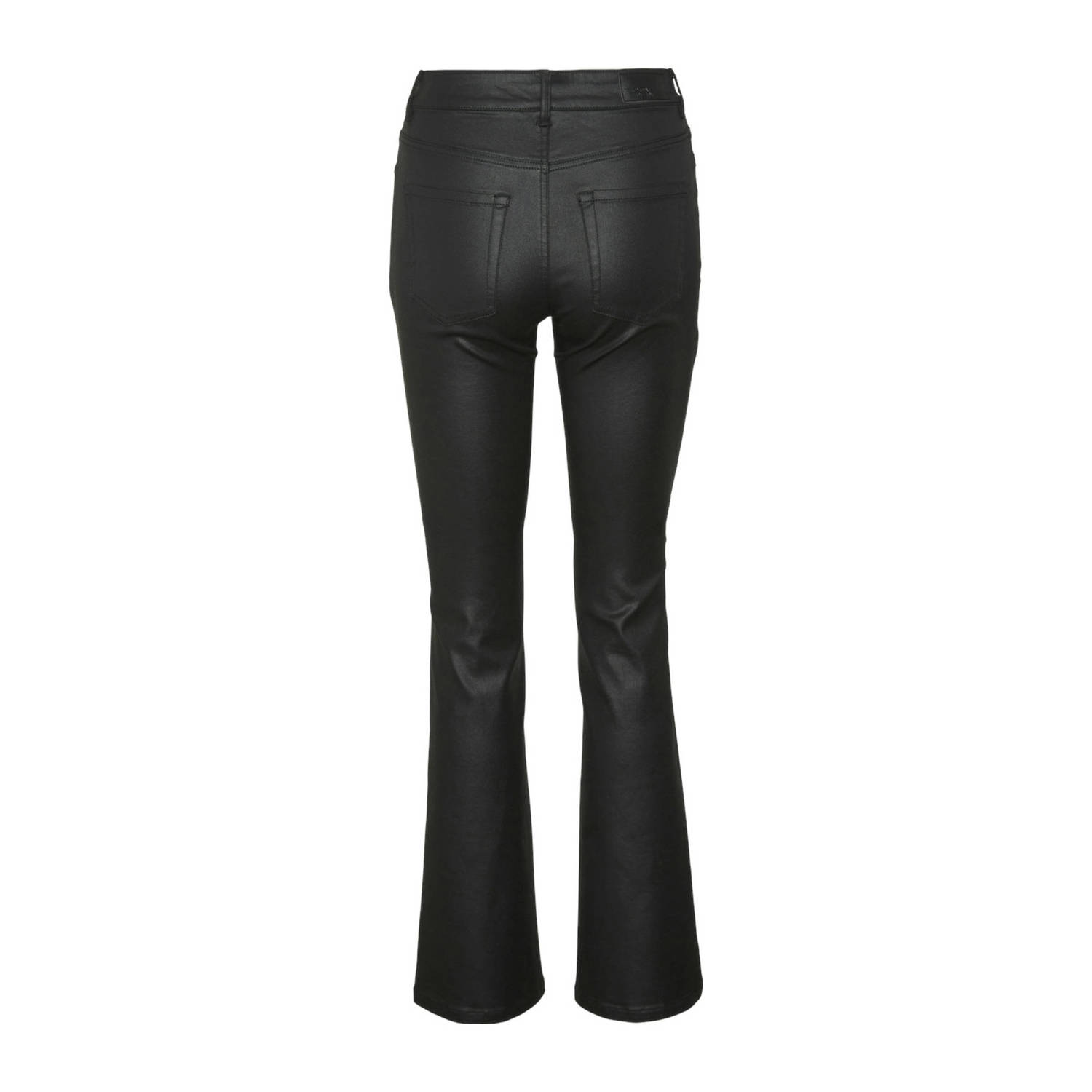 VERO MODA imitatieleren flared broek VMFLASH zwart