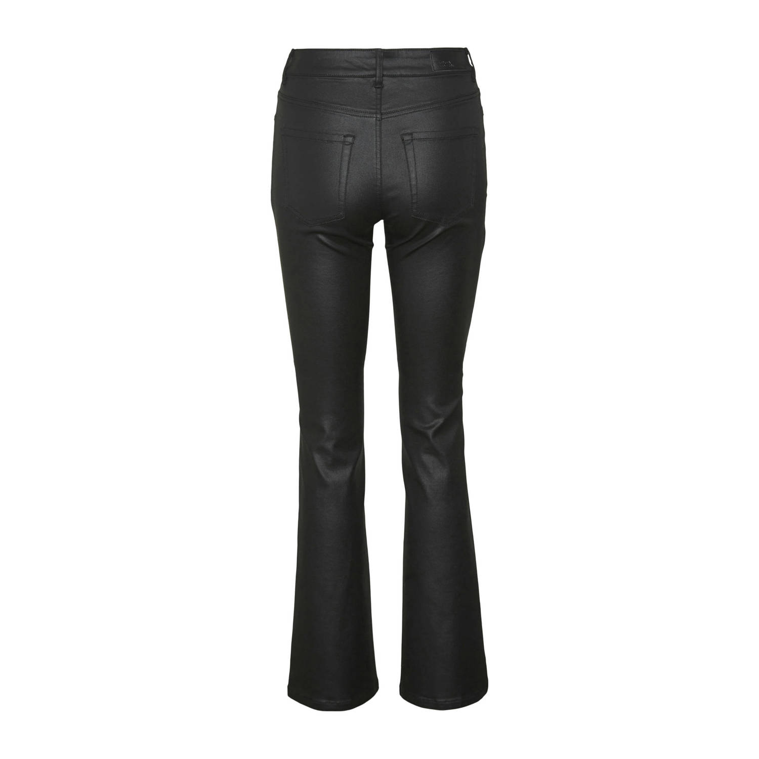 VERO MODA imitatieleren flared broek VMFLASH zwart