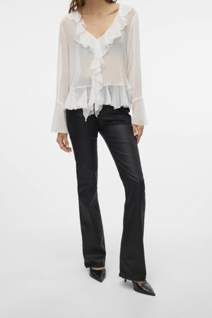 imitatieleren flared broek VMFLASH zwart