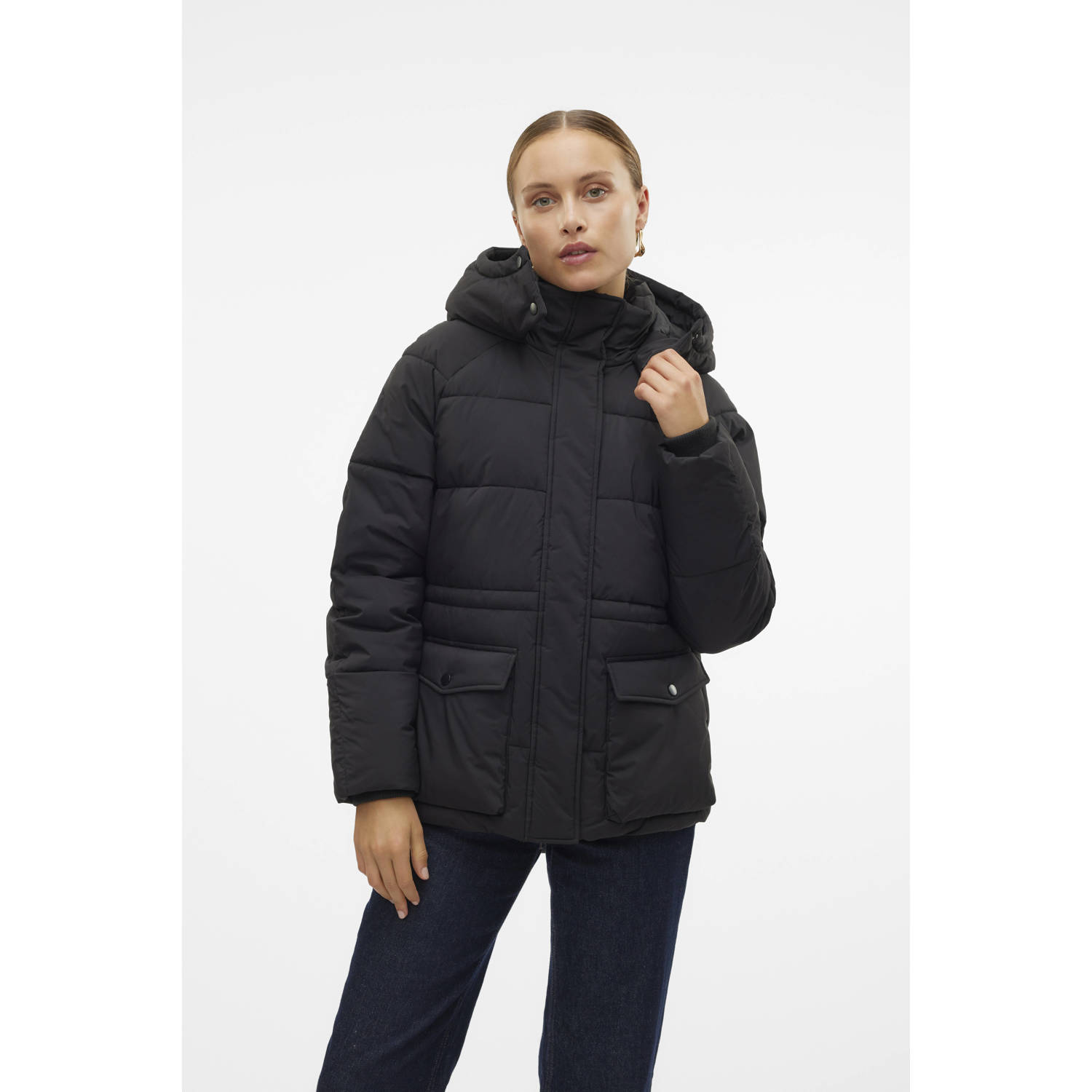 Vero Moda Regular fit gewatteerd jack met klepzakken model 'DIANA'