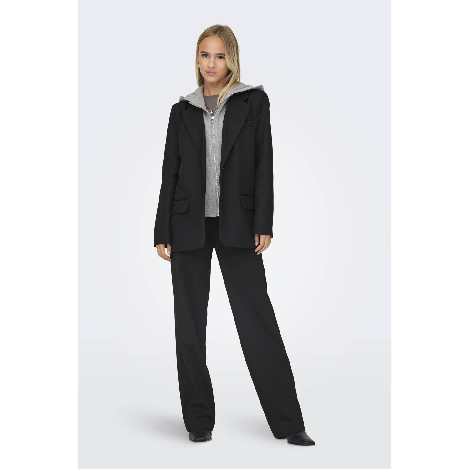 ONLY rechtvallende blazer ONLKAYA zwart grijs