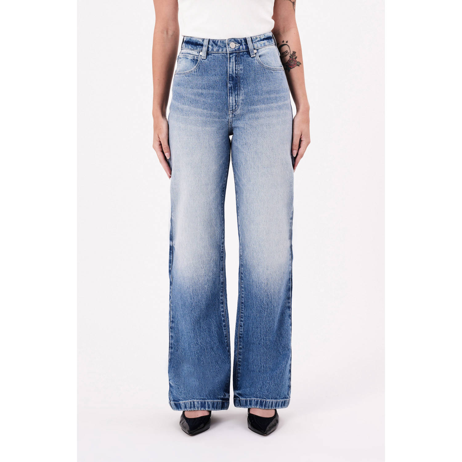 Abrand Jeans high waist wide leg jeans 94 WIDE VESTA medium blue denim