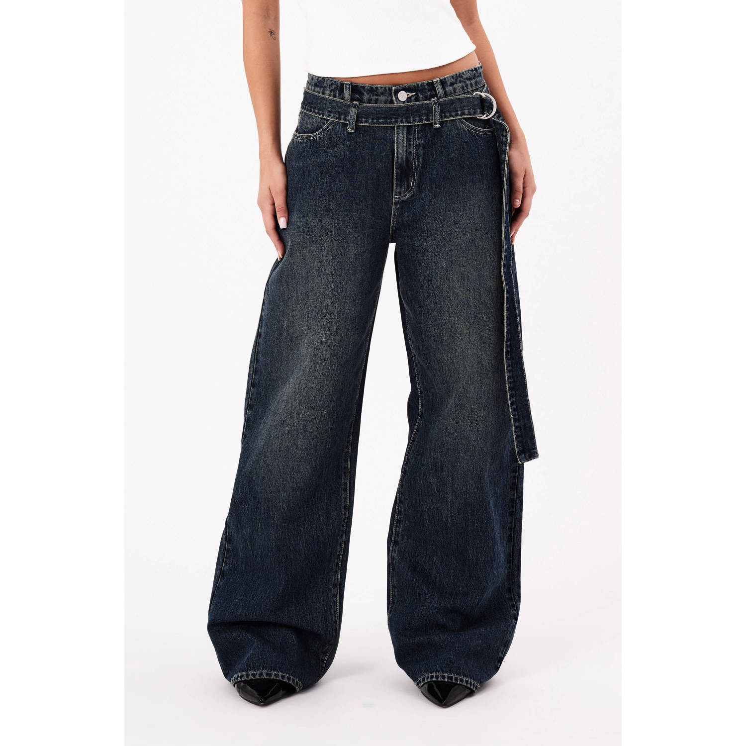 Abrand Jeans low waist loose jeans 95 SUPER BAGGY IVETA dark blue denim