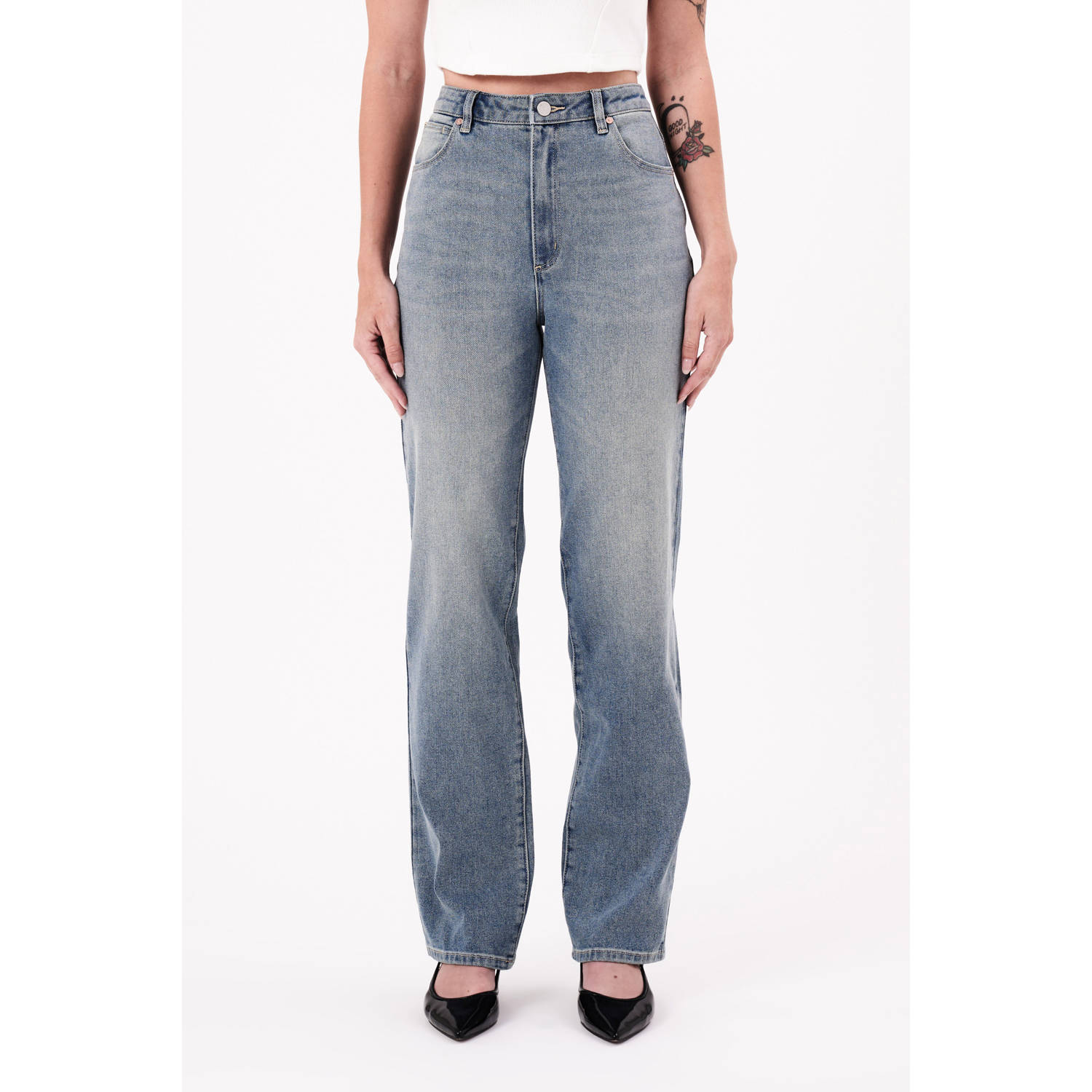 Abrand Jeans high waist straight leg jeans 94 STRAIGHT ARINA medium blue denim