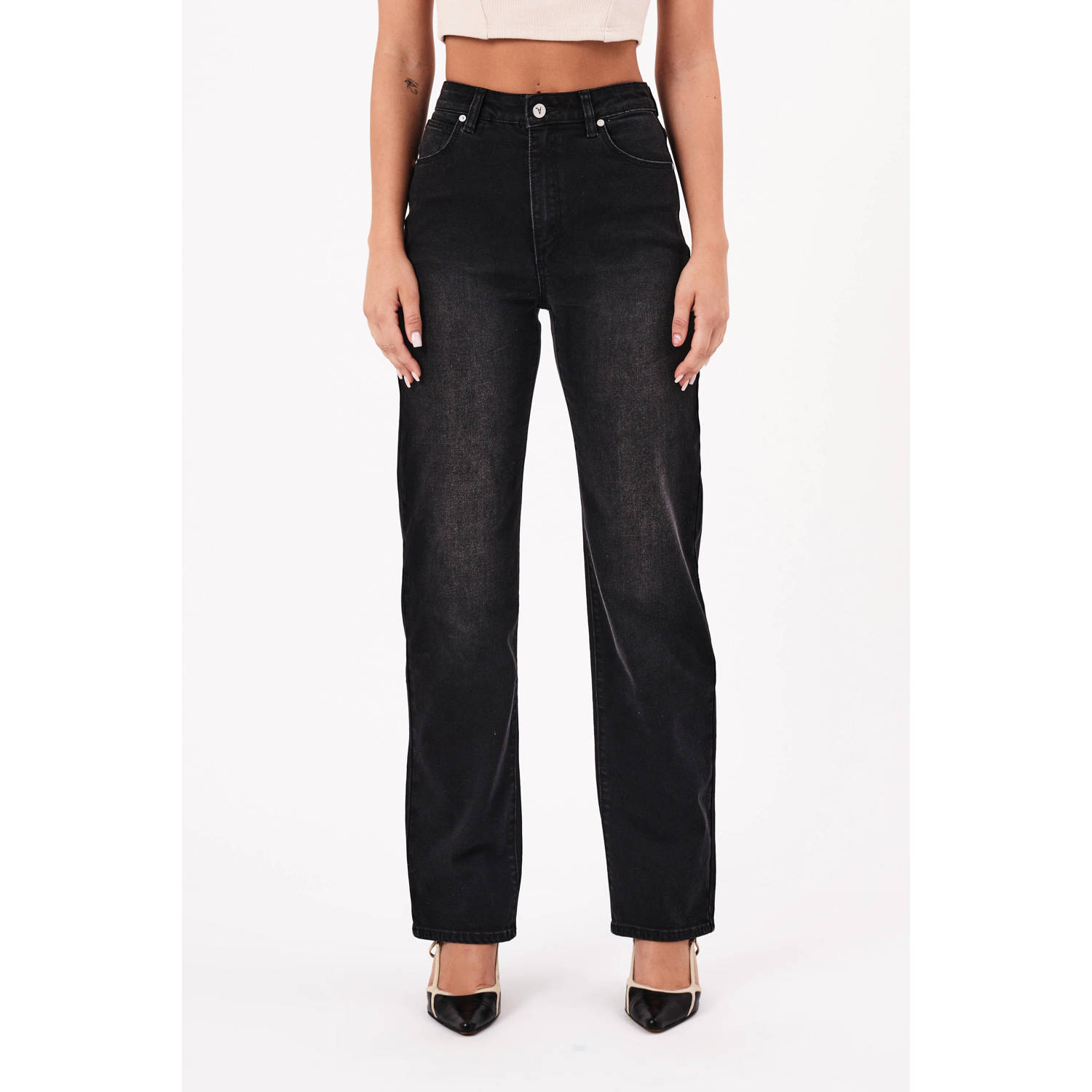 Abrand Jeans high waist straight leg jeans 94 STRAIGHT GITA black denim