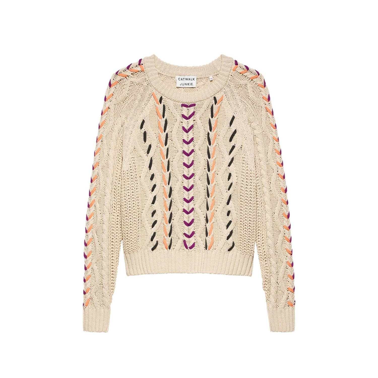 CATWALK JUNKIE Dames Truien & Vesten Multi Color Cable Knit Ecru