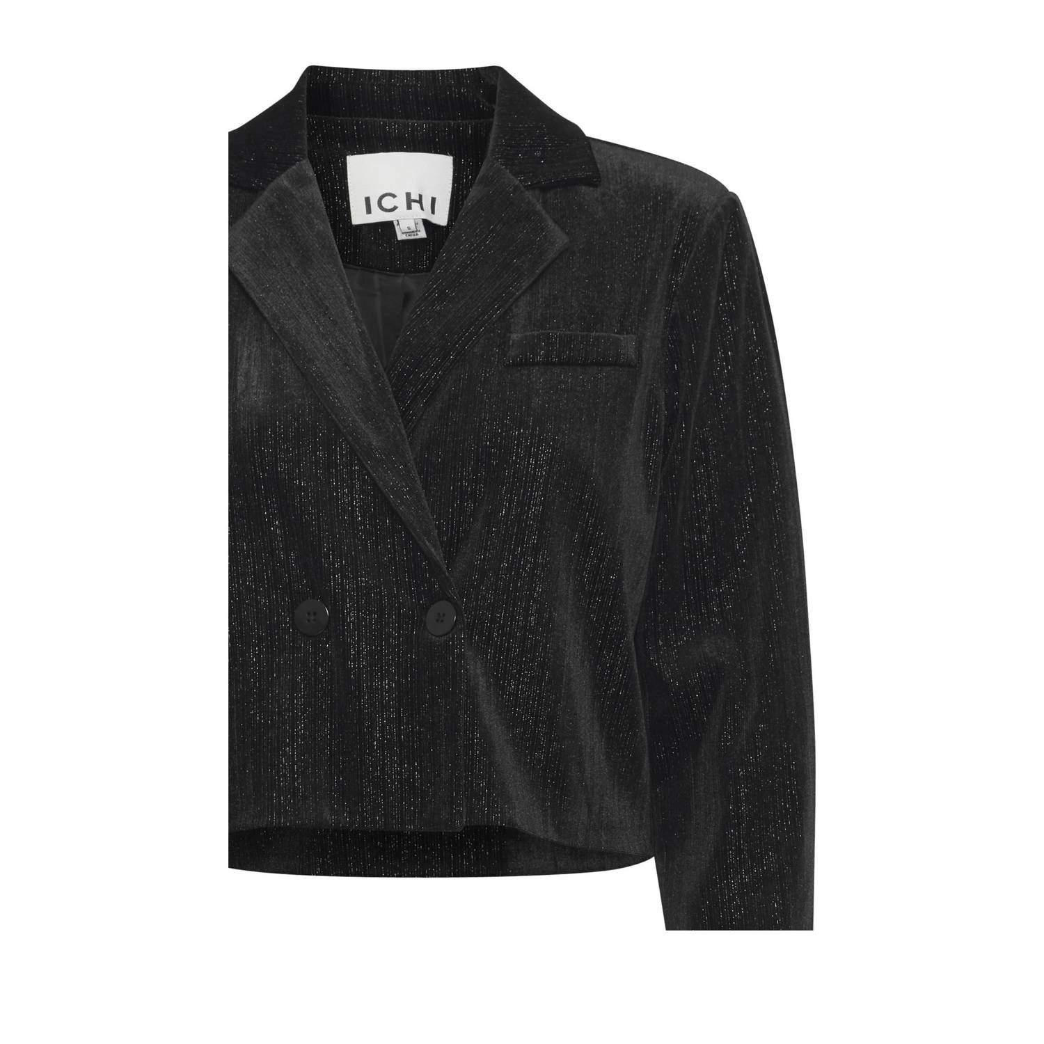 ICHI cropped blazer IHKATE zwart lurex