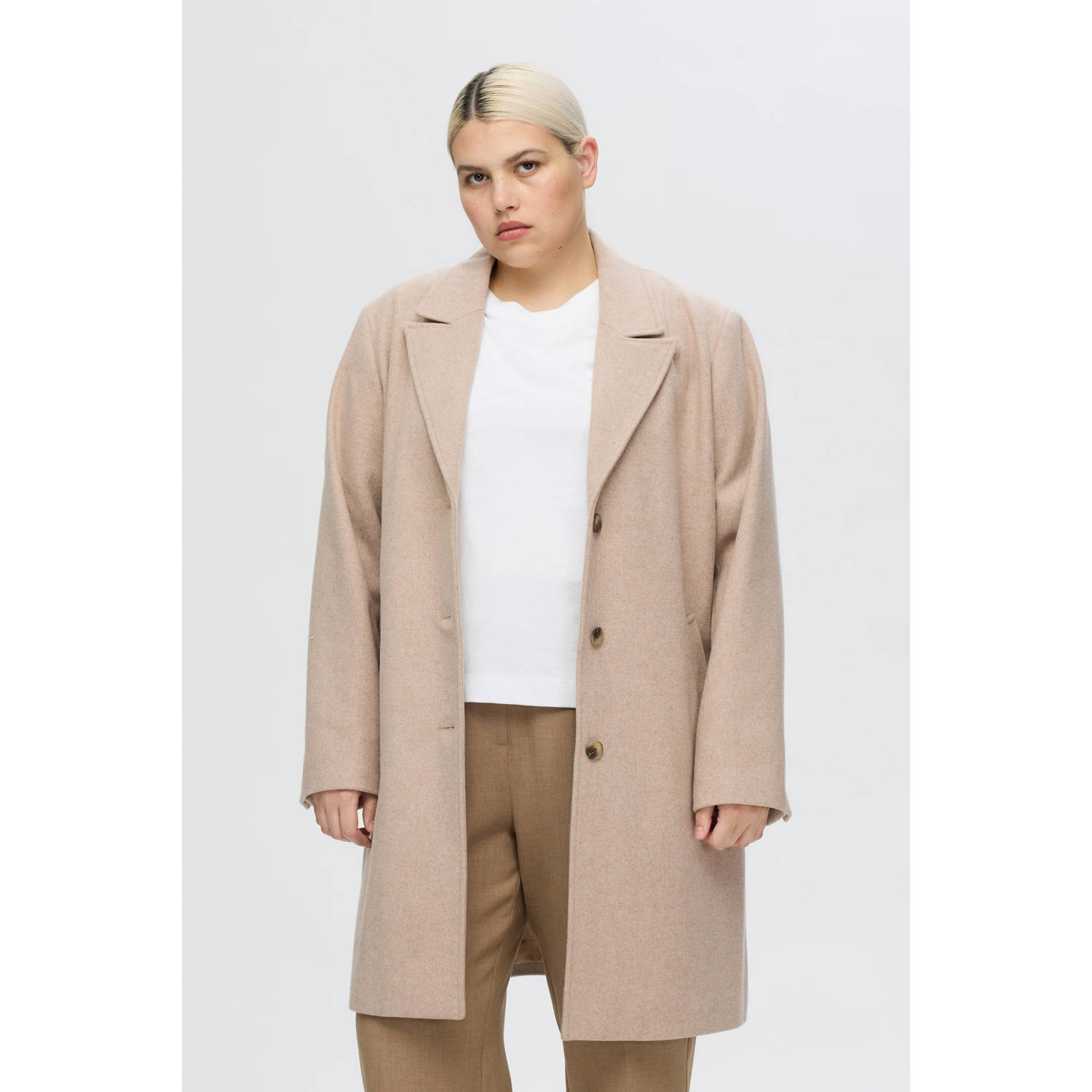 SELECTED FEMME Dames Jassen Slfnew Alma Wool Coat Beige