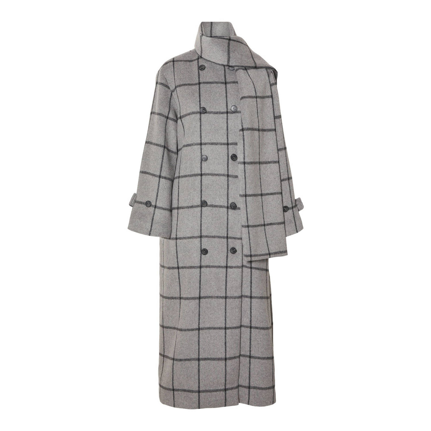 SELECTED FEMME geruite jas met wol grijs