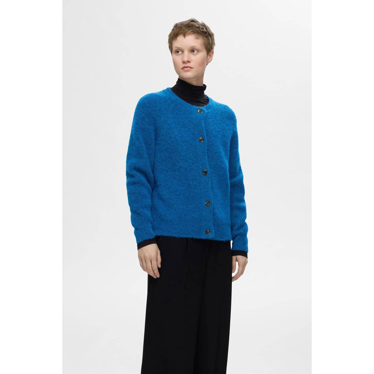 Selected Femme Gebreid jack met doorknoopsluiting model 'LULU'