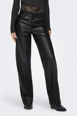 coated high waist straight fit broek ONLKIRI zwart