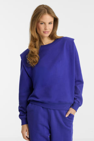 sweater met schoudervulling blauw