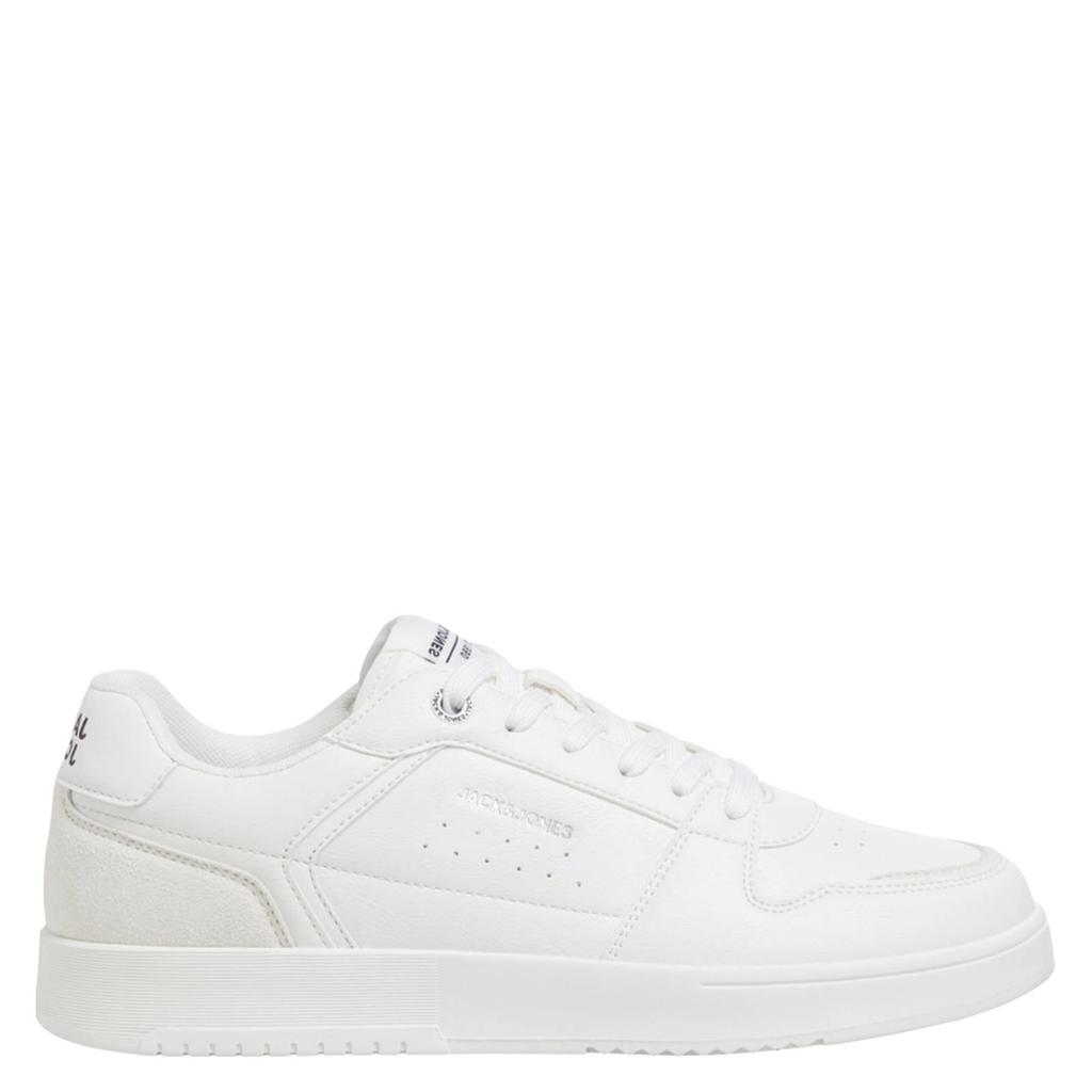 Wit en zilverkleurige heren JACK & JONES Jfwealing Pu Sneaker Noos sneakers van imitatieleer met veters