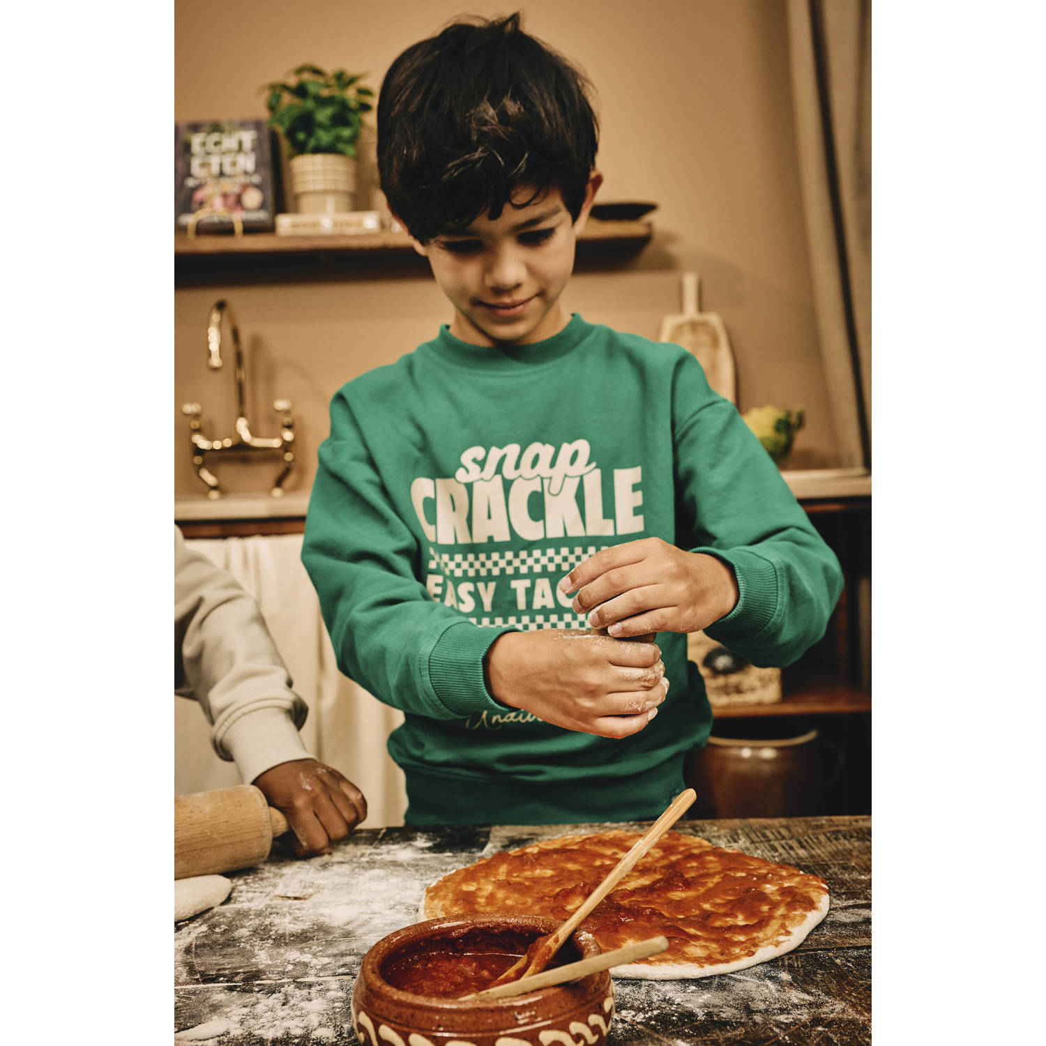 Z8 sweater Jay met tekstopdruk groen
