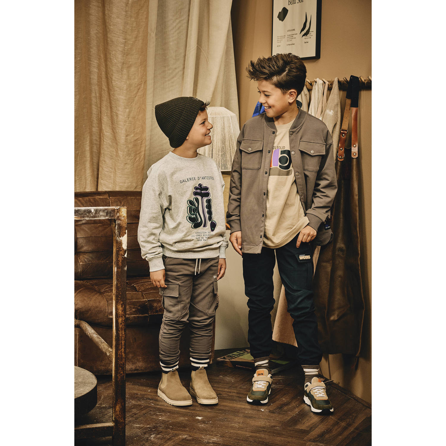 Z8 kids regular fit cargo broek Cooper taupe