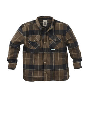 overshirt Florian met ruitprint bruin/zwart