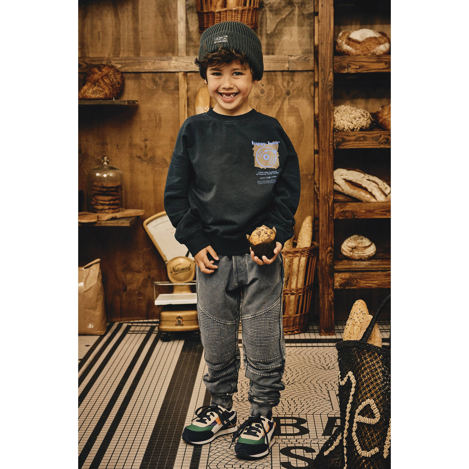 Z8 sweater Mikah met backprint donkerblauw