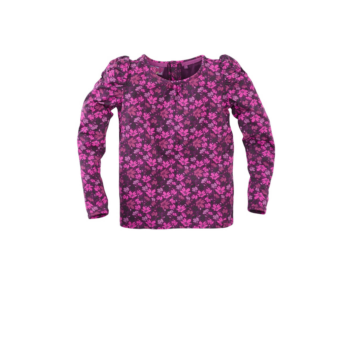 Z8 longsleeve Pam met bloemenprint roze paars