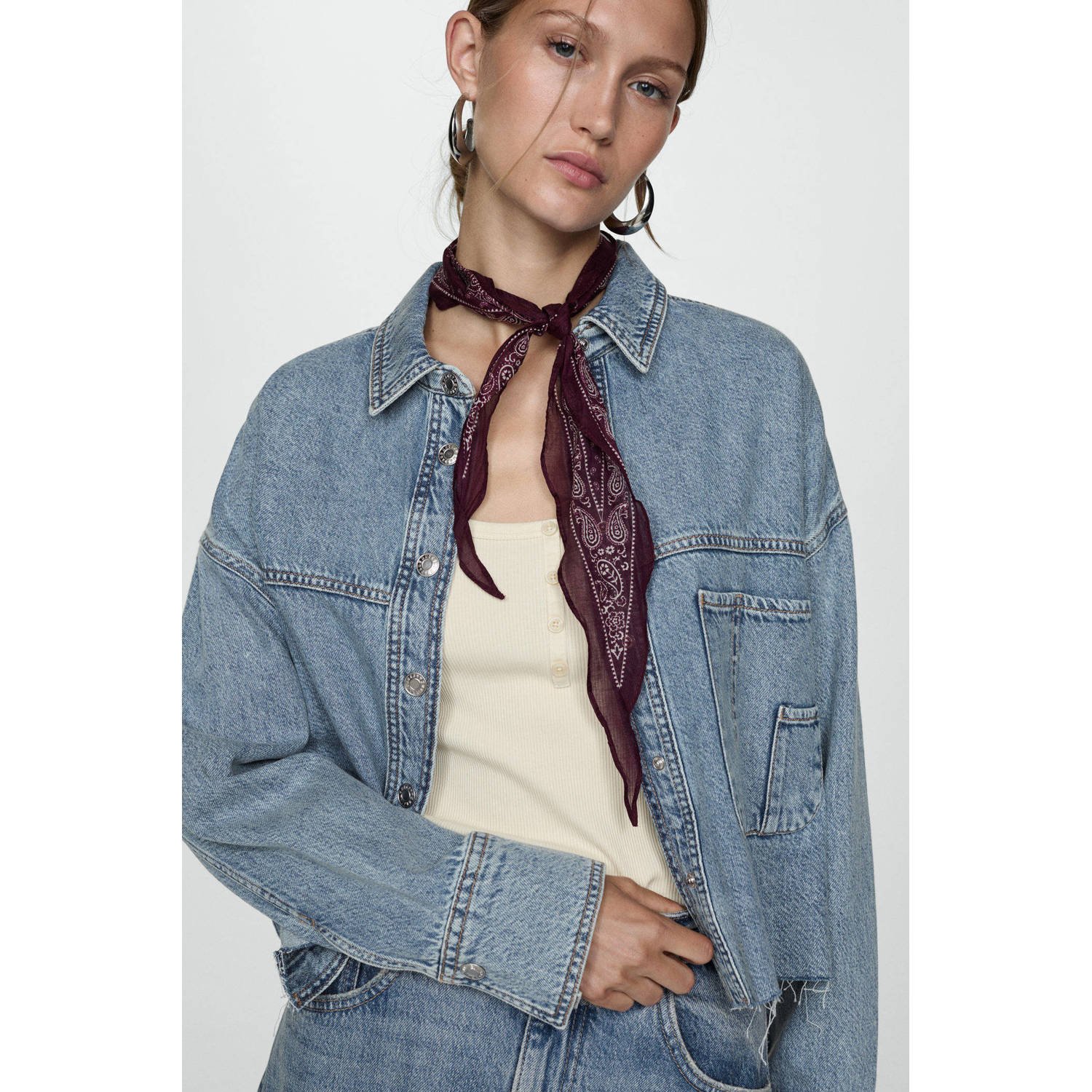 Mango top changeant blauw