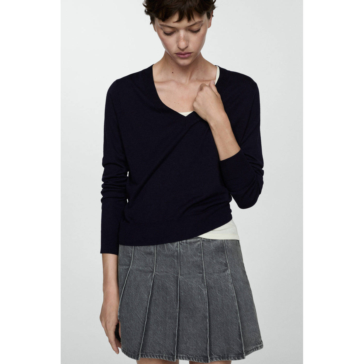 Mango pullover donkerblauw