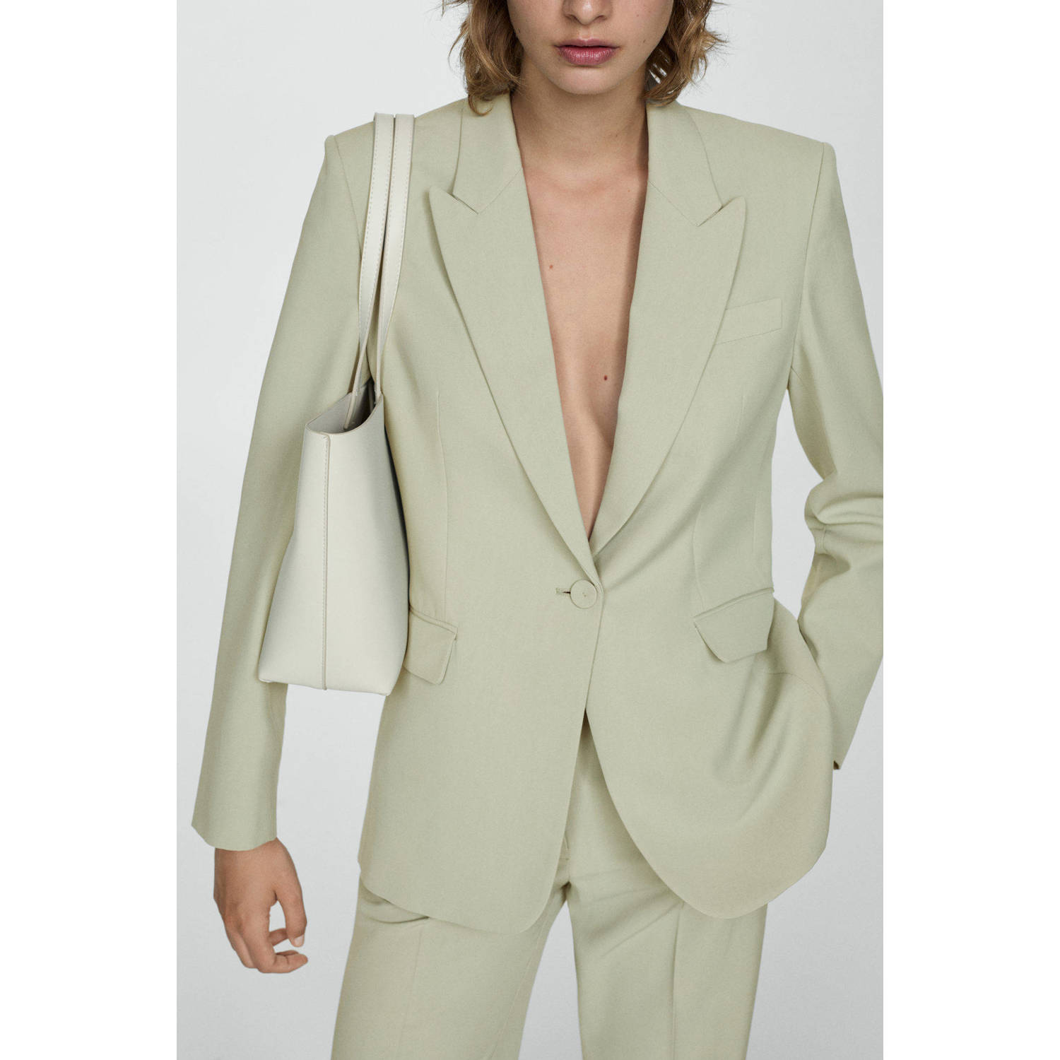 Mango rechtvallende blazer lichtgroen