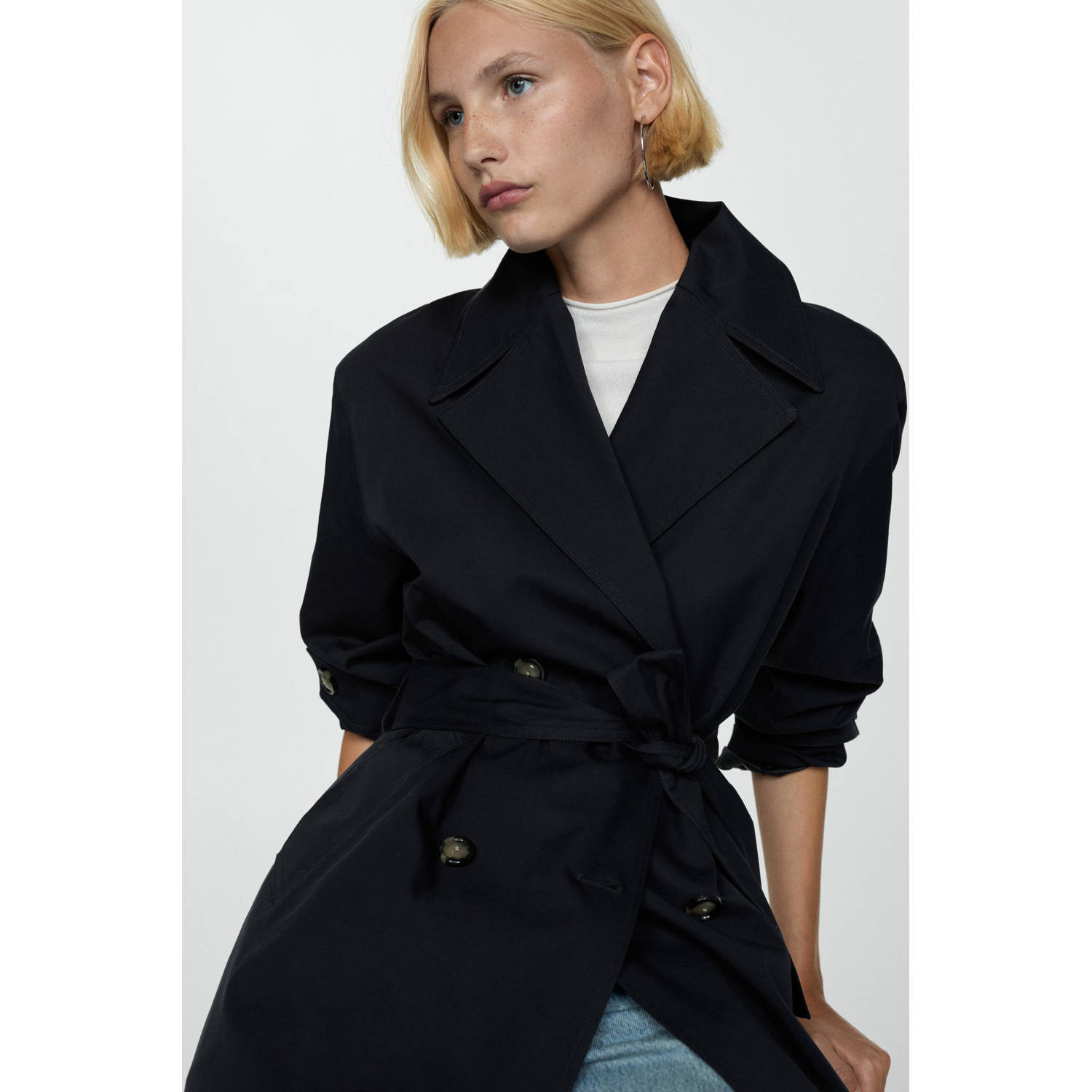 Mango trenchcoat donkerblauw