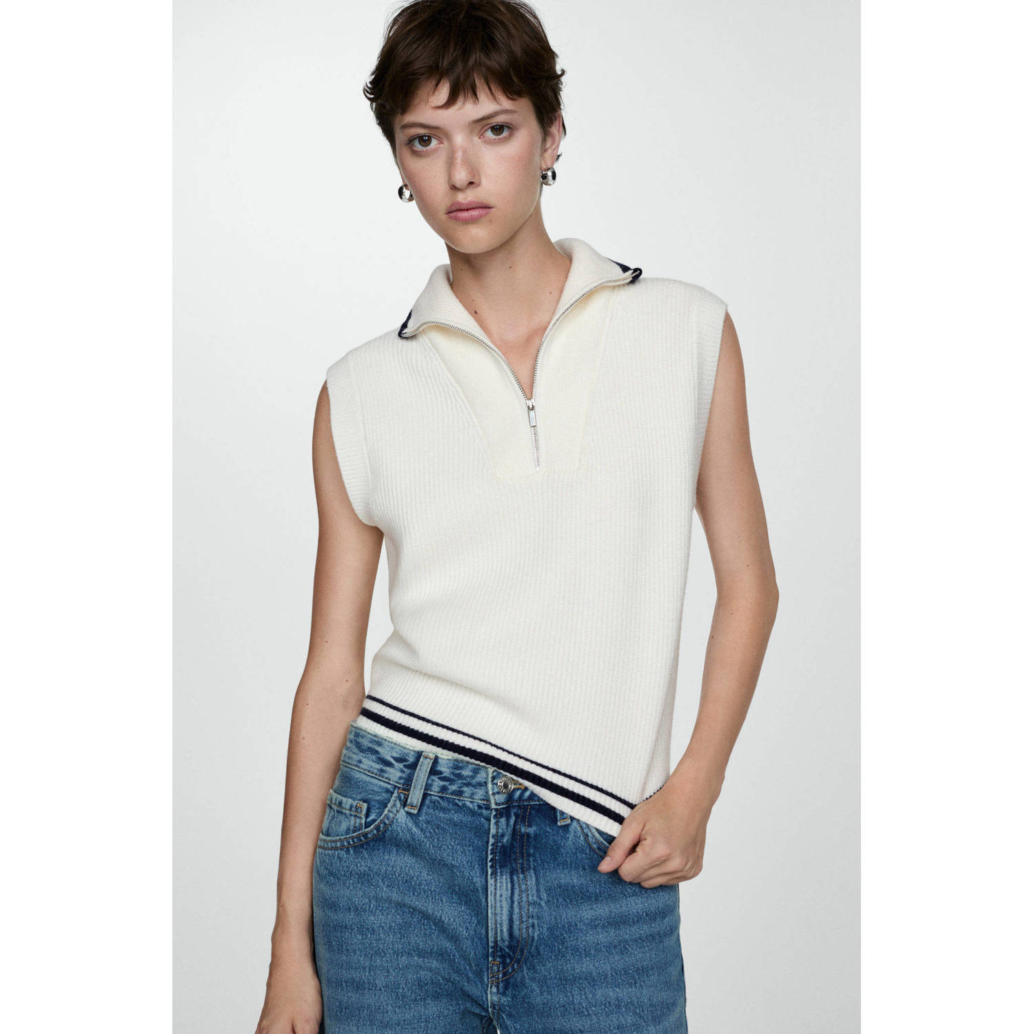 Mango spencer ecru blauw
