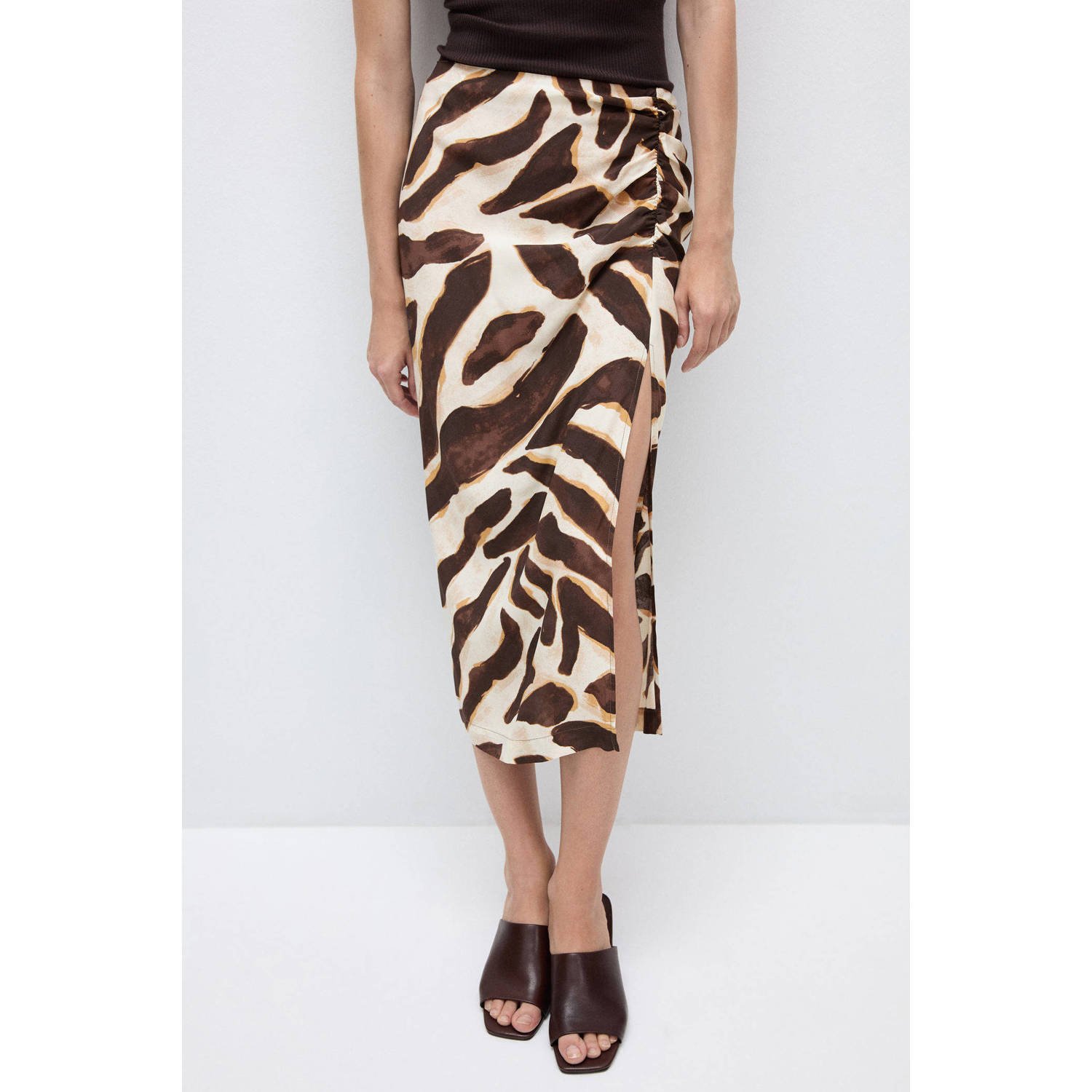 Mango midi rok bruin