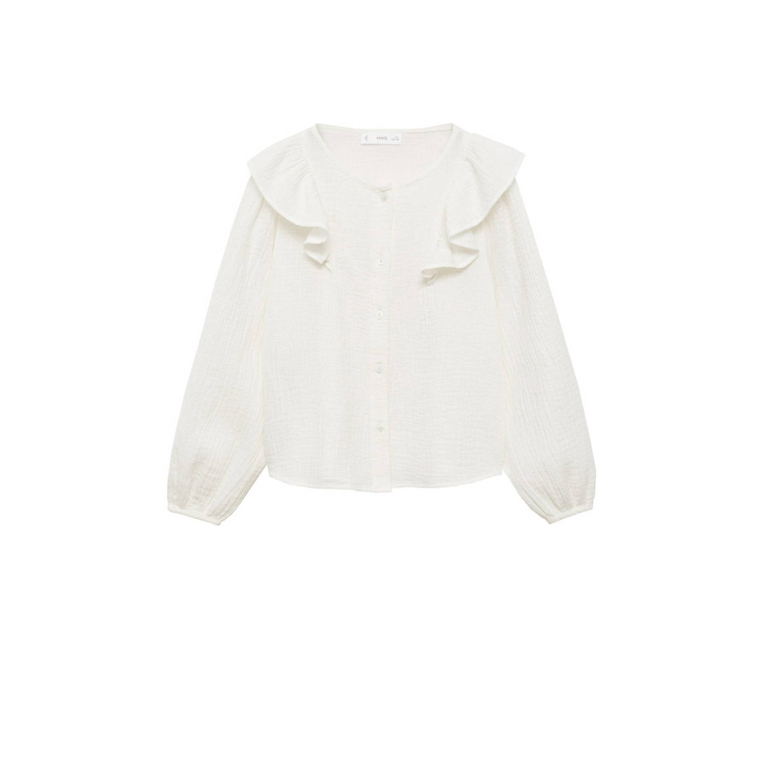 Mango Kids blouse wit Meisjes Katoen Ronde hals Effen 122