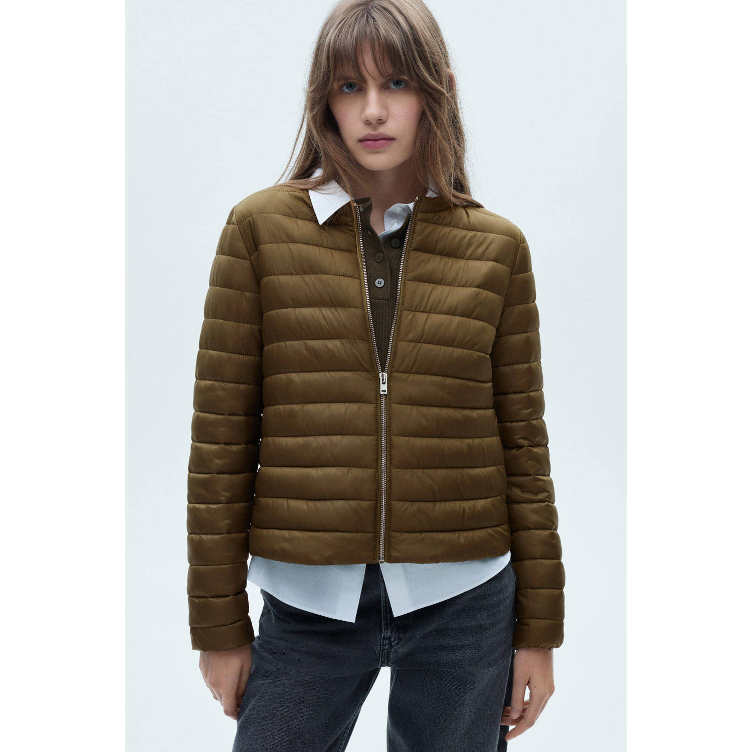 Mango gewatteerde tussenjas kaki