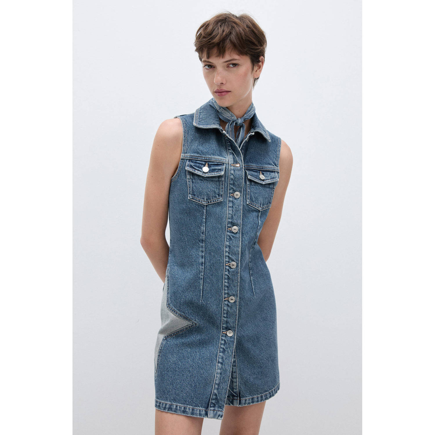 Mango blousejurk medium blue denim