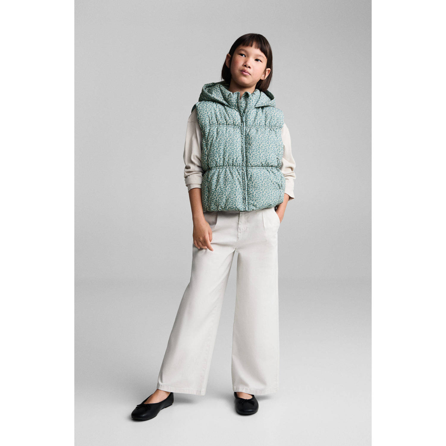 Mango Kids bodywarmer met all over print groen