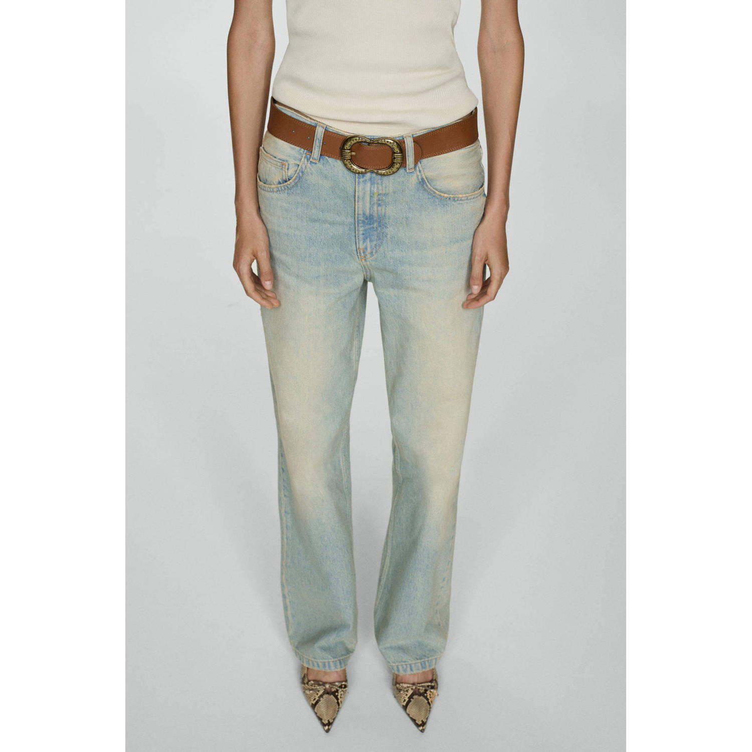 Mango wide leg jeans light blue denim