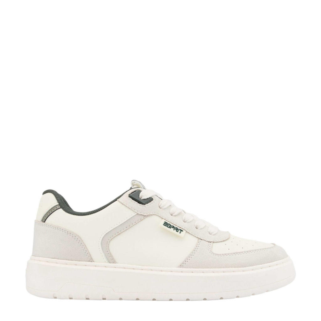 Witte dames ESPRIT sneakers van imitatie leer/rubber/textiel met veters