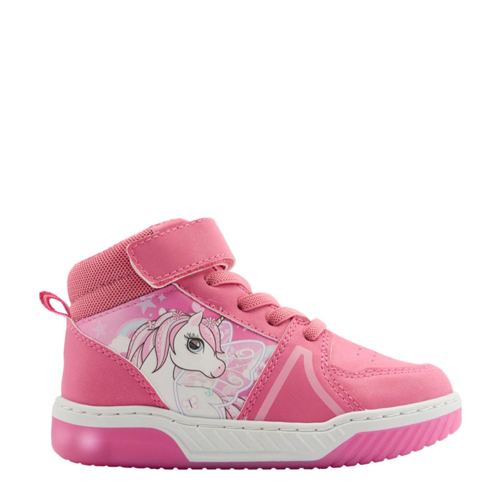 Roze meisjes Graceland sneakers van imitatieleer met elastische veter- met klittenbandsluiting