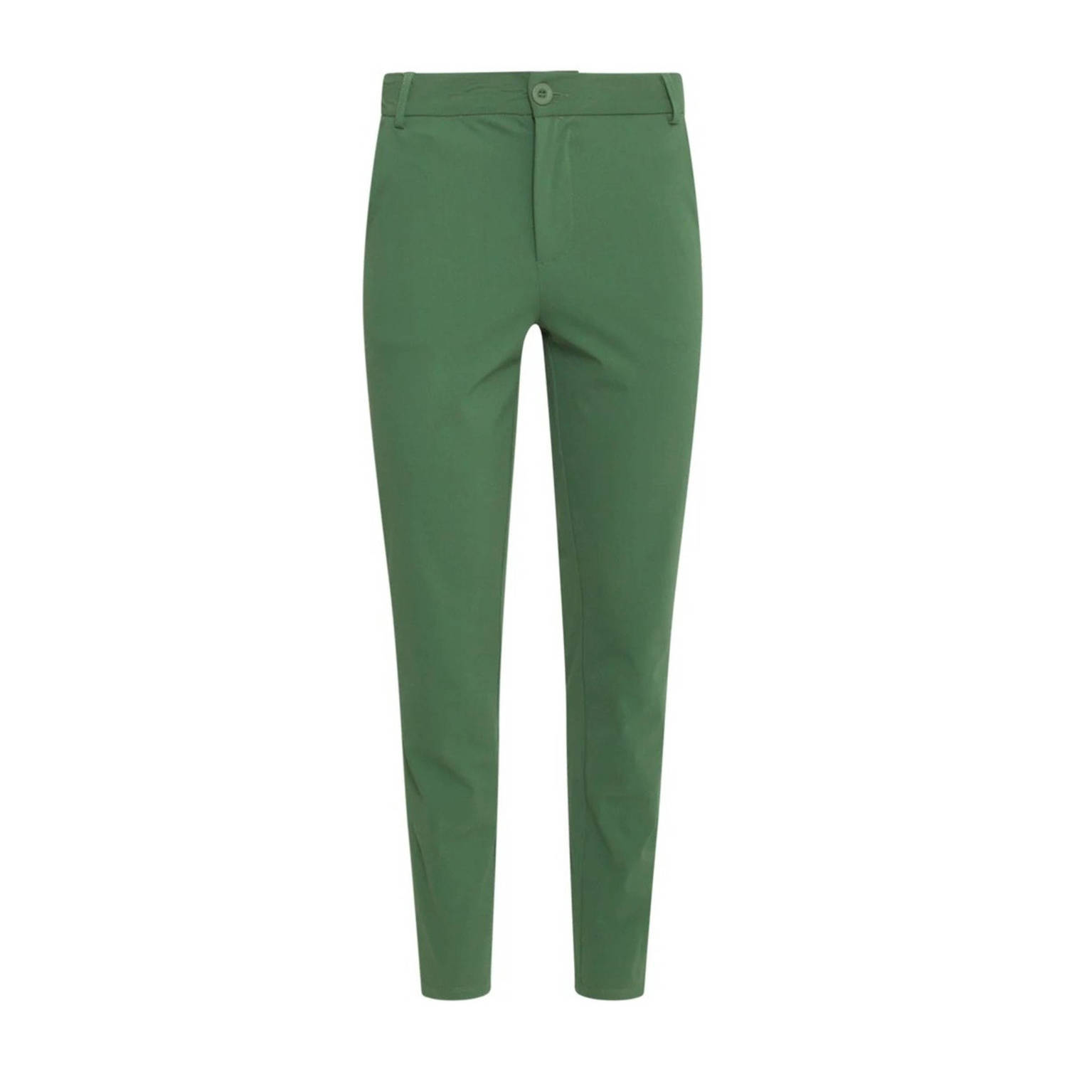 Smashed Lemon slim fit broek van travelstof groen