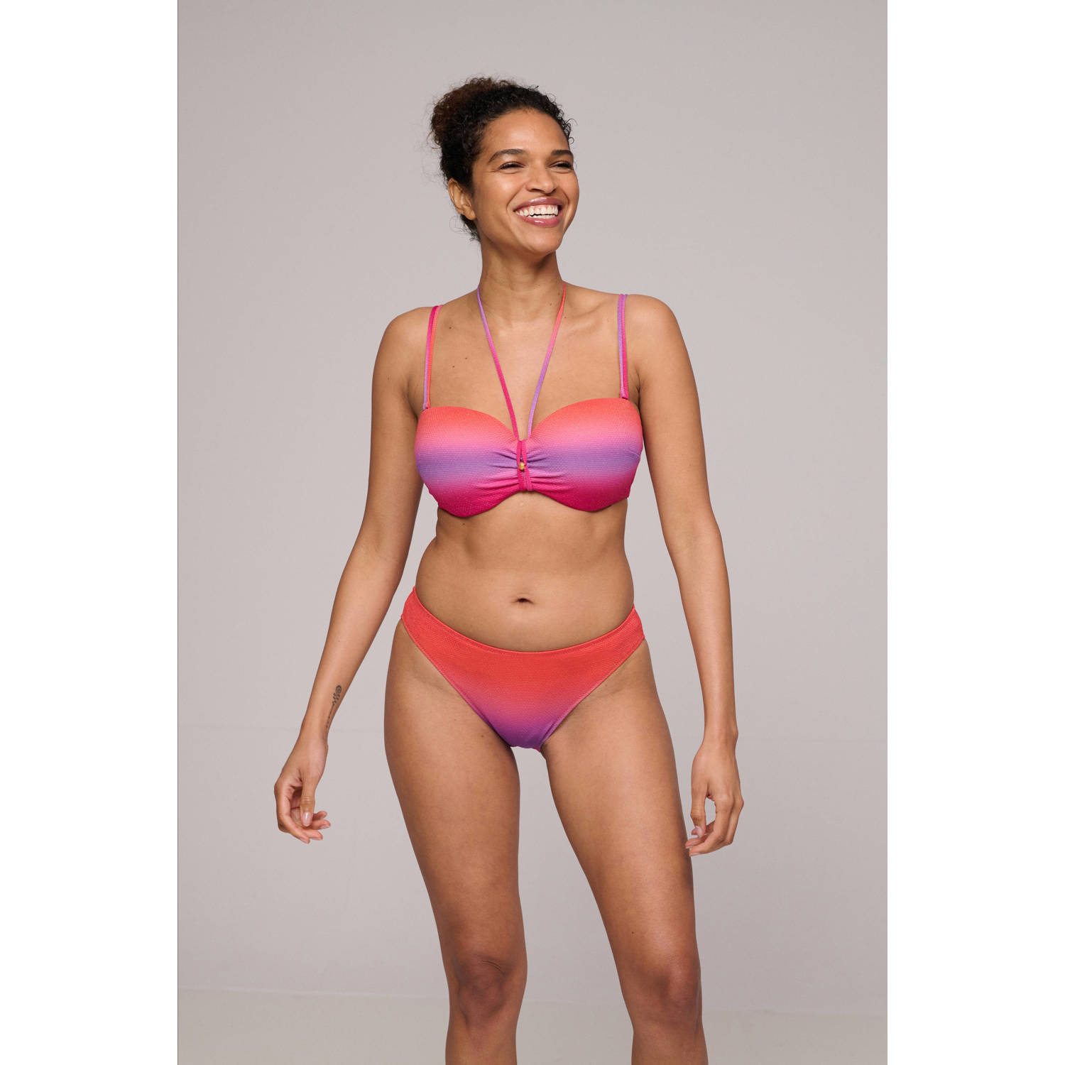 Marie Jo voorgevormde strapless bandeau bikinitop Nusa Dua rood roze paars